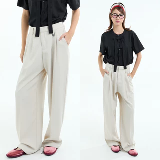 Bemingpants095(XS–5XL) - BEMING Trousers - กางเกงขายาวทรงขากว้างเอวสูงแมตช์ได้ทั้งลุคทำงานและ everydaylook