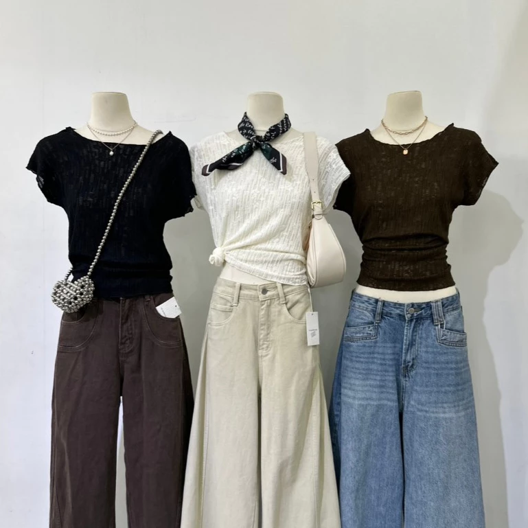 M2236 เสื้อแต่งเท็กซ์เจอร์น่ารักๆ ทรงสวยผ้ายืดหยุ่น แมทช์ง่าย ใส่สบาย