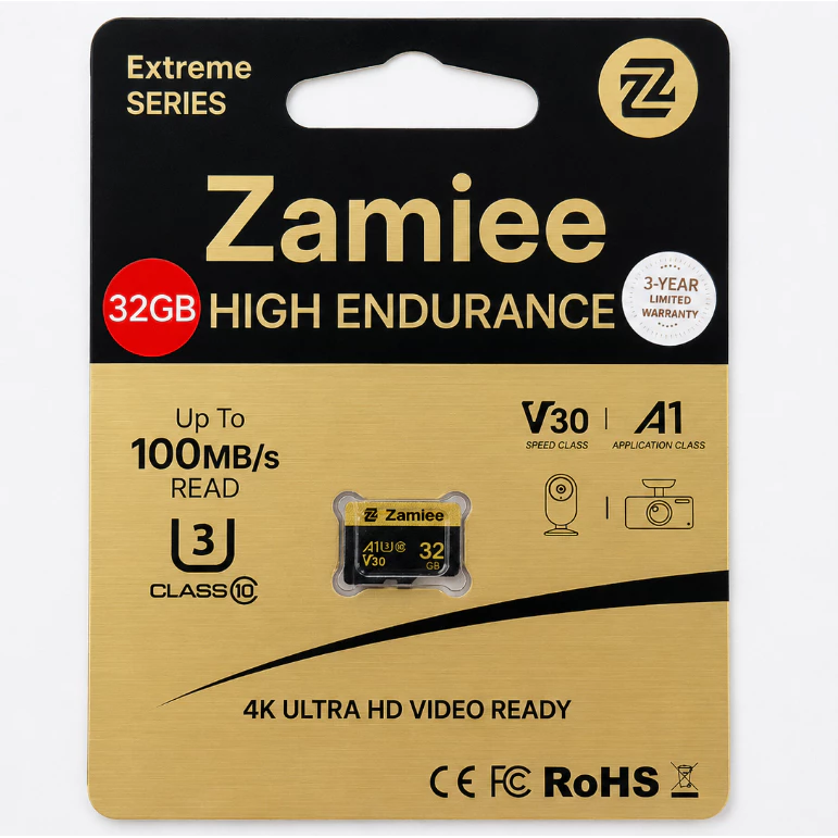 Zamiee MicroSD 32GB 64GB High Endurance สำหรับกล้องวงจรปิด กล้องหน้ารถ U3 V30 A1 อ่าน 100MB/s ทนทานพิเศษ