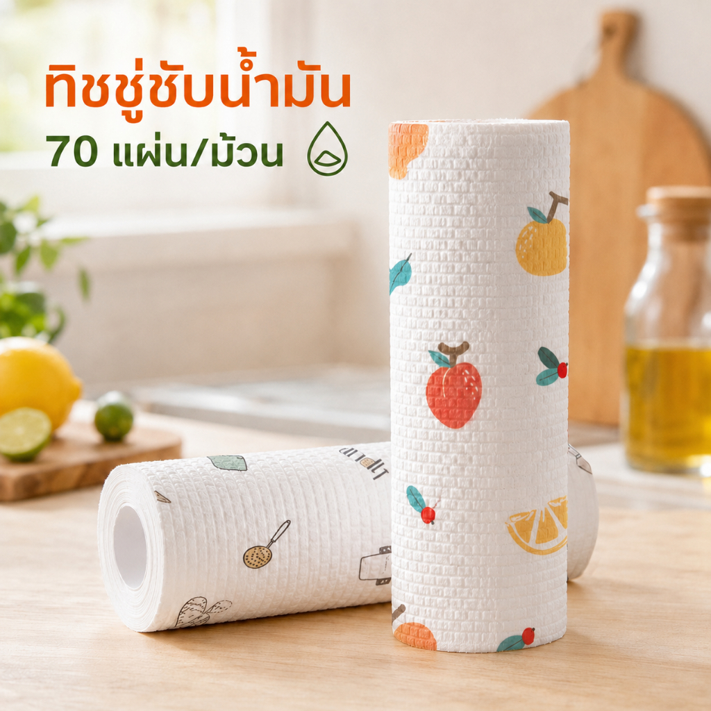 [70/165 แผ่น] ทิชชู่ซักได้ แผ่น กระดาษอเนกประสงค์ ผ้าเช็ดครัว กระดาษซับน้ำมัน เช็ดจาน ซับน้ำ ใช้ซ้ำได้ ไม่สะสมแบคทีเร