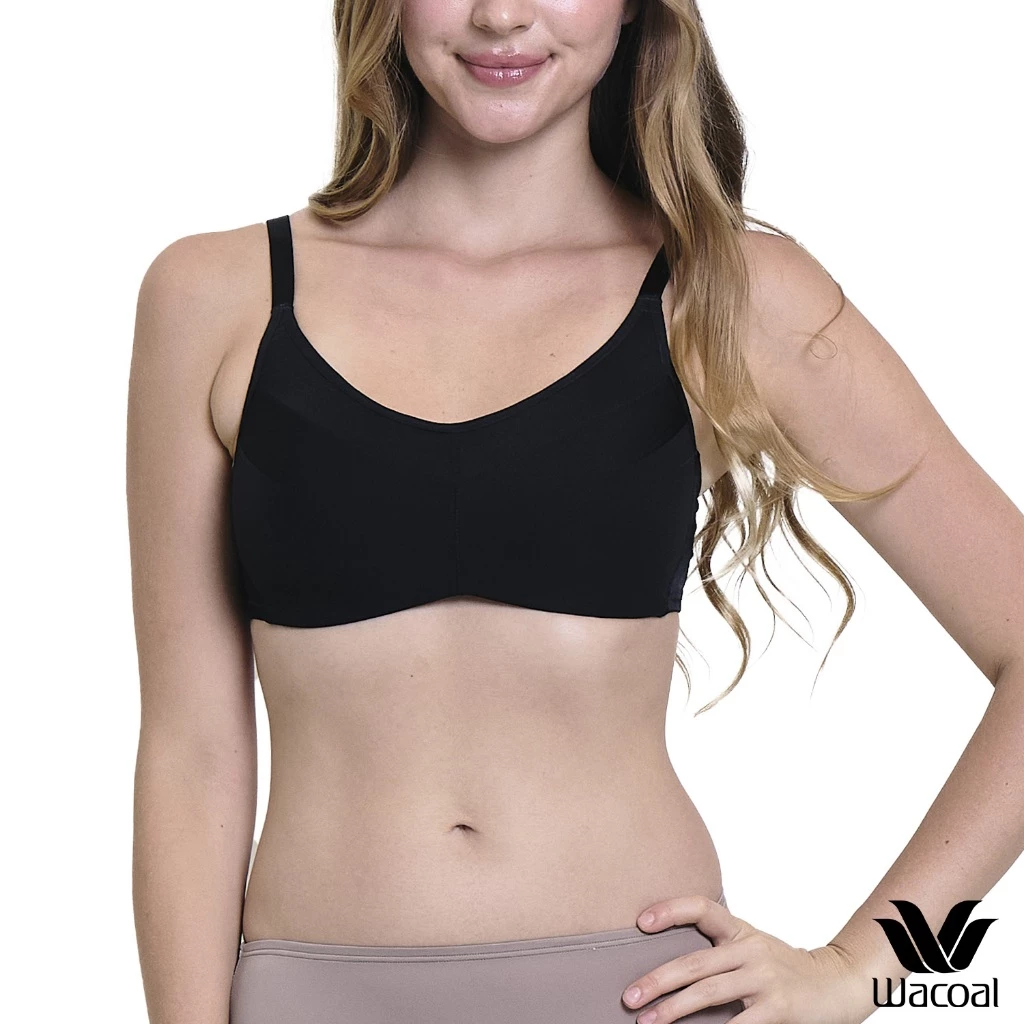 Wacoal Surprise Wireless Bra เสื้อชั้นในไร้โครง ตกแต่งตาข่าย รุ่น WB9V08 สีดำ (BL)