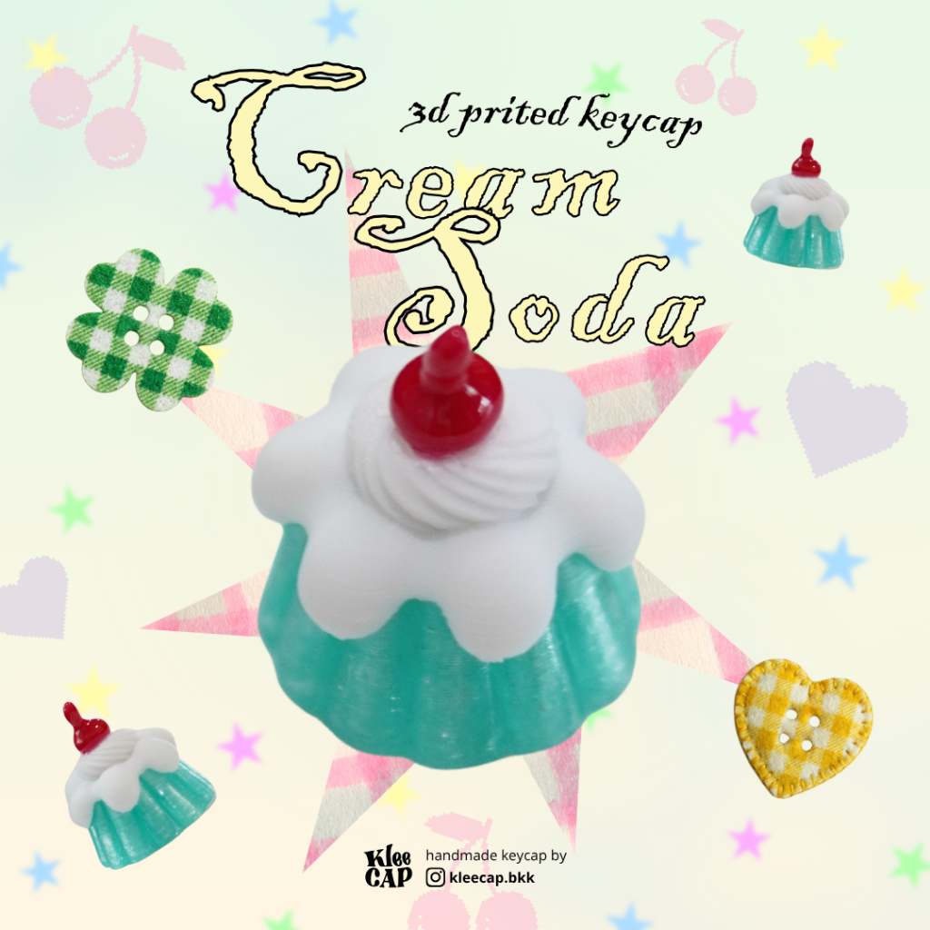 Keycap คีย์แคปลาย Cream Soda 🫧🍏✨