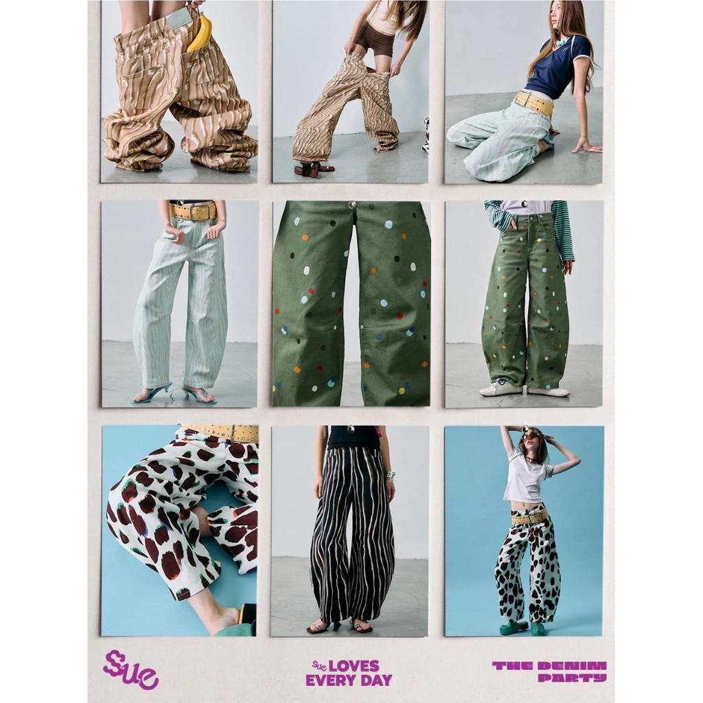 SUE - 'The Denim Party' Barrel Jeans (5 choices) กางเกงยีนส์บาเรล ลายพิมพ์ของแบรนด์Sue