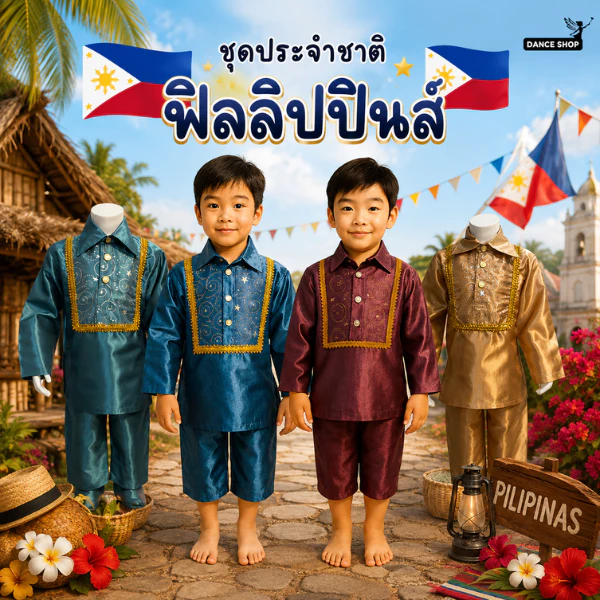 ชุดฟิลิปปินส์เด็กผู้ชาย ชุดอาเซียนเด็ก ชุดนานาชาติเด็ก ชุดประจำชาติฟิลิปปินส์ ชุดแฟนซีเด็ก งานโรงเรียน พร้อมส่ง