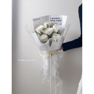 💐𝓦𝓱𝓲𝓽𝓮 𝓻𝓸𝓼𝓮 𝓫𝓸𝓾𝓺𝓾𝓮𝓽💐🌹ช่อกุหลาบขาว 6 ดอก 🌿ดอกไม้ผ้าเกรดพรีเมียม สวยเหมือนจริง⚘️