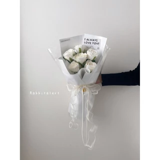 💐𝓦𝓱𝓲𝓽𝓮 𝓻𝓸𝓼𝓮 𝓫𝓸𝓾𝓺𝓾𝓮𝓽💐🌹ช่อกุหลาบขาว 6 ดอก 🌿ดอกไม้ผ้าเกรดพรีเมียม สวยเหมือนจริง⚘️