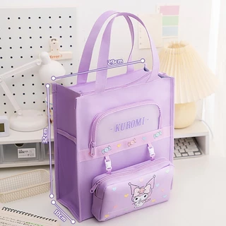 Kuromi กระเป๋าเรียนพิเศษคุโรมิ มีชั้นเก็บหลายชั้น ผ้าหนา ความจุใหญ่ ใส่หนังสือได้เยอะมาก