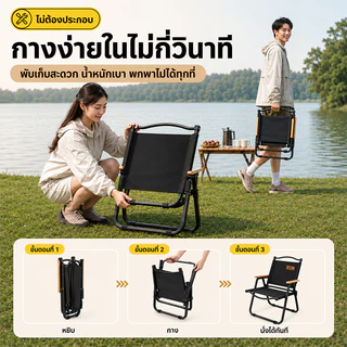 เก้าอี้แคมป์ปิ้ง เก้าอี้พับสนาม รับน้ำหนัก 500KG ผ้า Oxford พับเก็บง่าย พกพาสะดวก สำหรับตกปลา ปิกนิก และเดินป่า
