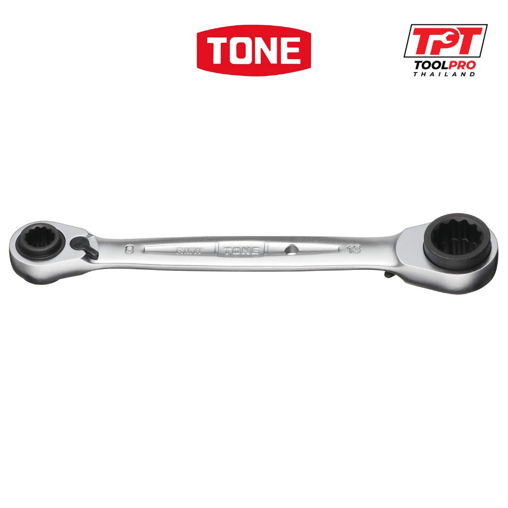 TONE ประแจแหวนฟรี 4-Way Ratchet Spanner, 8 x 10 x 12 x 13mm (RMW-0813)