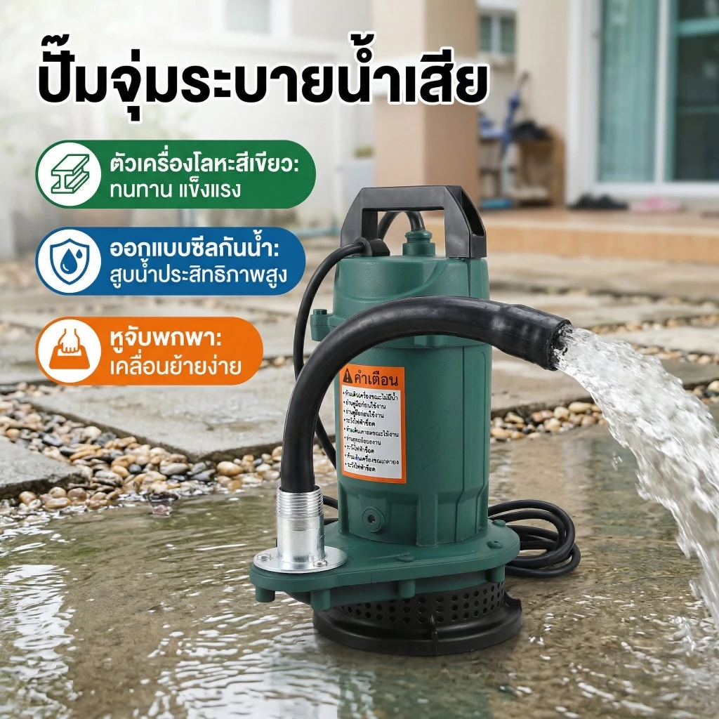 vปั๊มแช่ 1นิ้ว ปั๊มจุ่ม ไดโว่ ไดโว่ดูดน้ํา ปั๊มแช่ไฟฟ้า 450Wมอเตอร์ทองแดงแท้ ประสิทธิภาพที่มั่นคง ไหลขนาดใหญ่