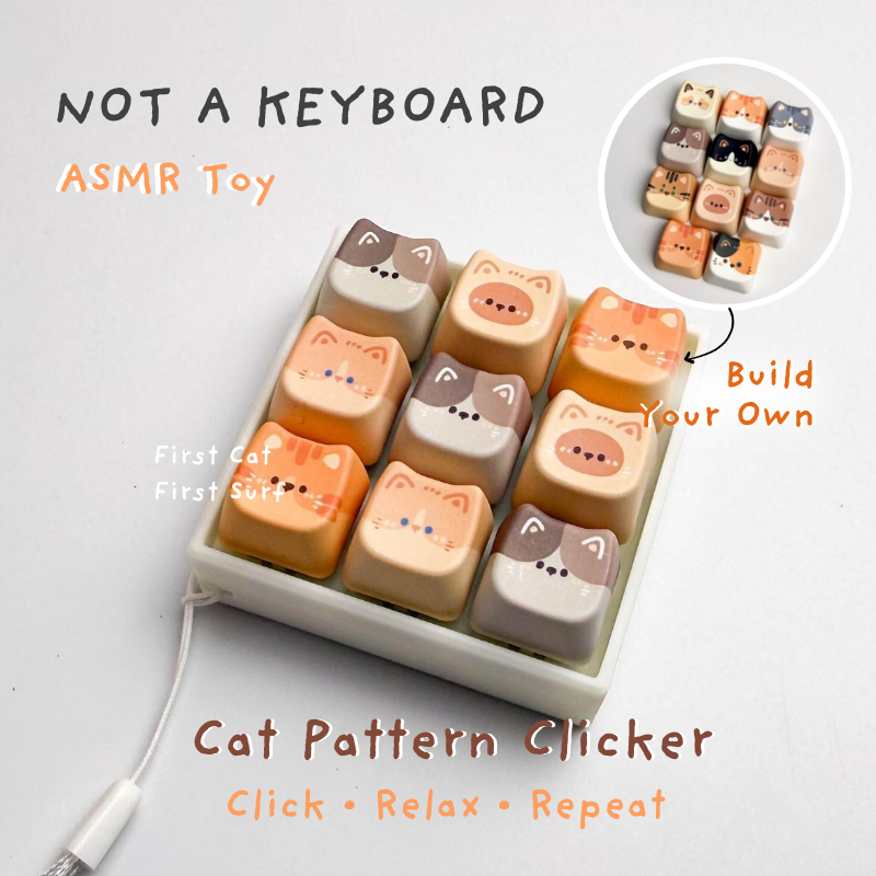 คีย์บอร์ดแมว ASMR เลือกลายได้ ของเล่นคลายเครียด เสียงกดเพลิน ของแต่งโต๊ะน่ารัก Cat Keyboard Cute Desk Setup
