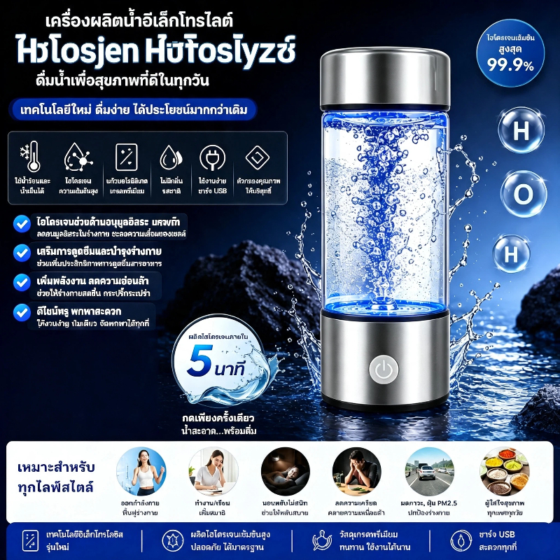 420ml อัพเกรดขวดน้ำไฮโดรเจนเวอร์ชันไอออนเมมเบรนเครื่องกำเนิดน้ำไฮโดรเจนขวดน้ำขวดไอออนปรับปรุงคุณภาพน้ำใน 3 นาที
