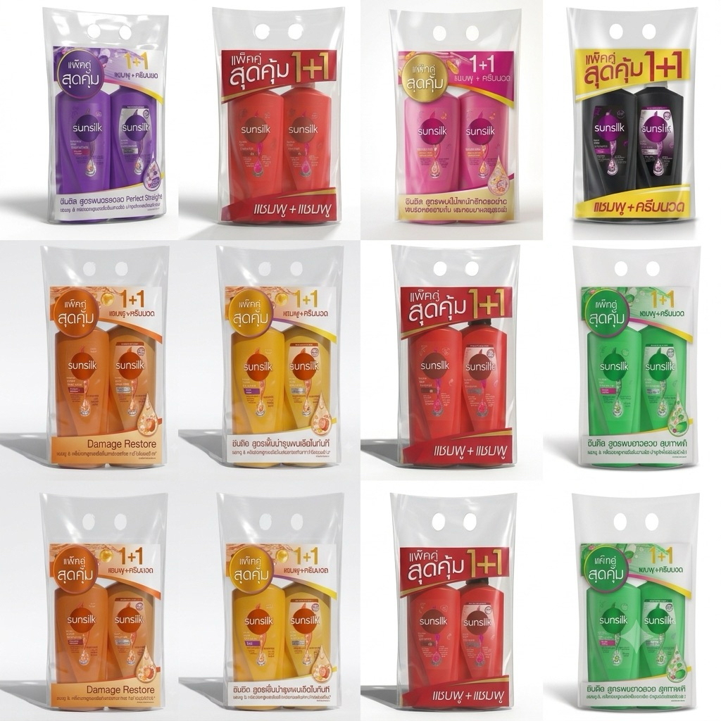 [1แถม1] Shampoo Sunsilk ซันซิล แชมพูสระผม ครีมนวดผม แพคคู่ขนาด 350 มล. ครบ ทุกสี [แชม/นวด] [แชม/แชม]