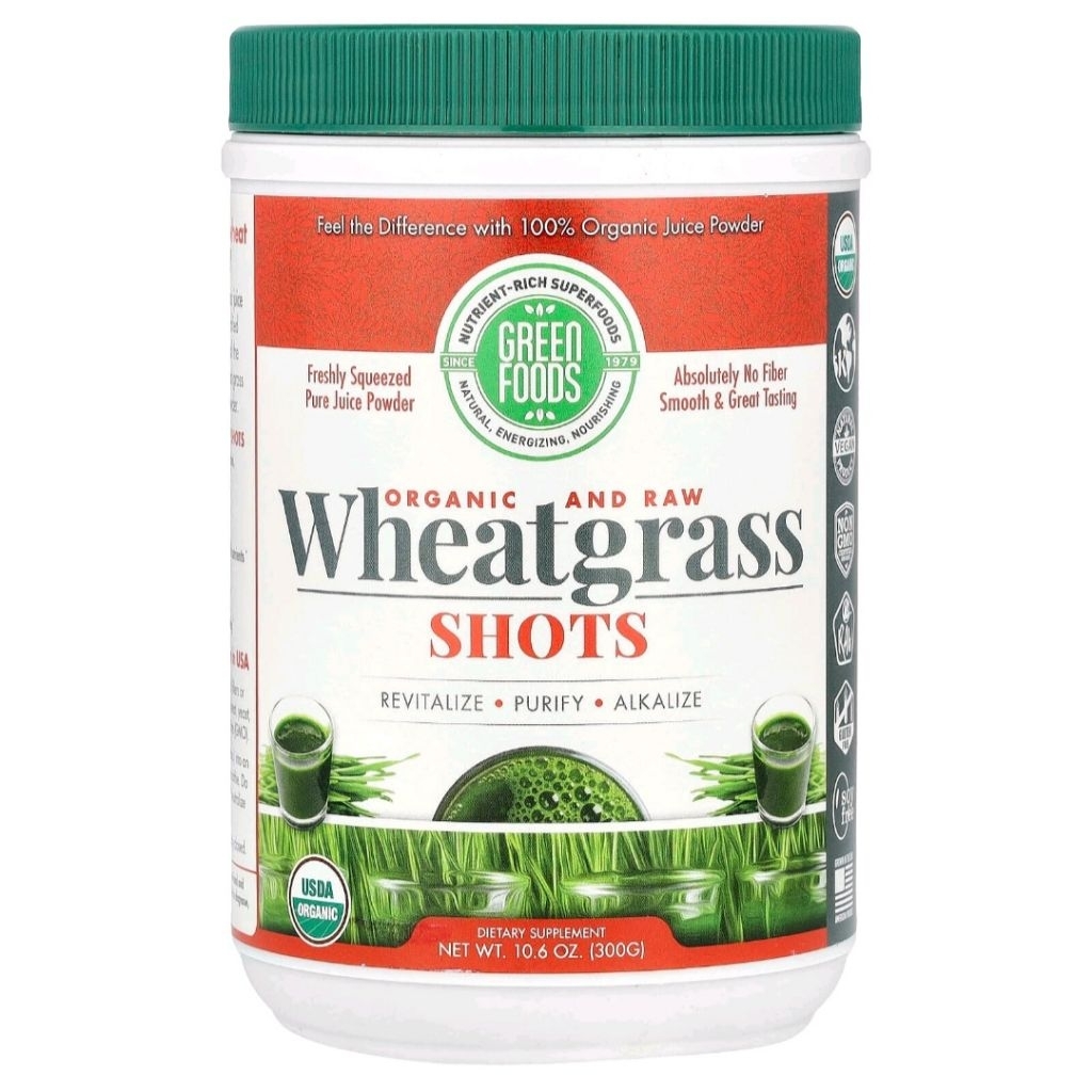 Green Foods, Organic and Raw Wheatgrass Shots, 10.6 oz (300 g)