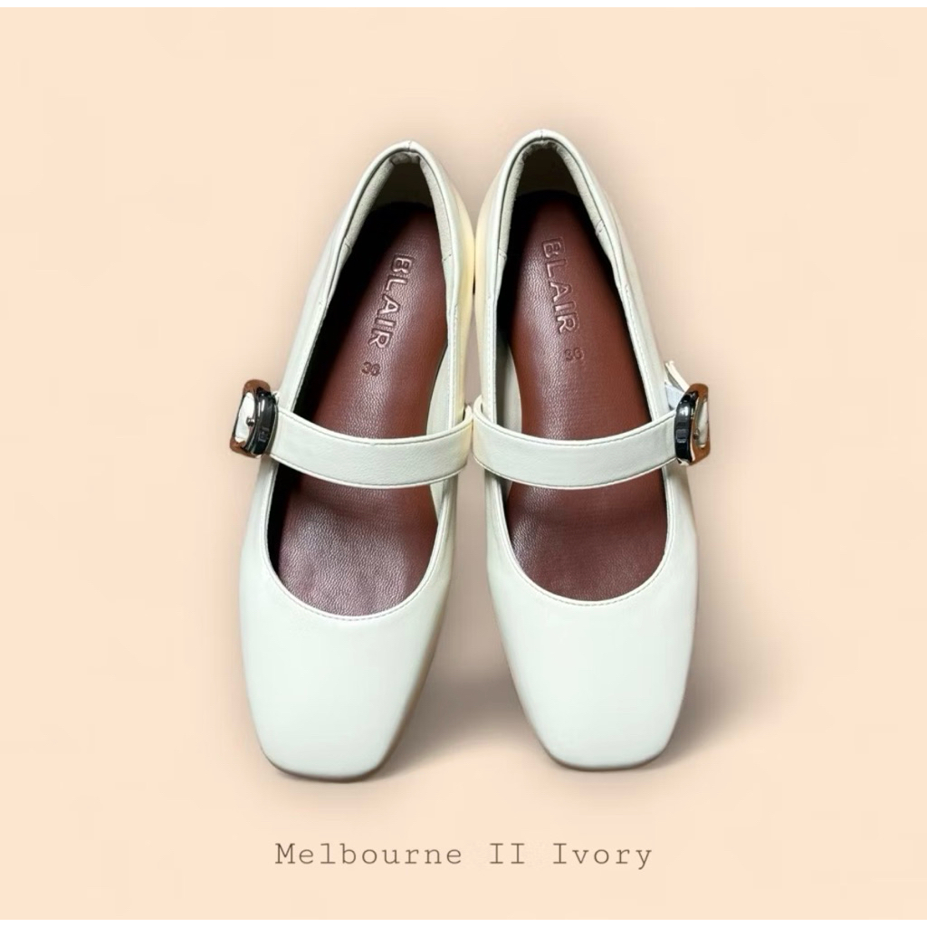 Blair Melbourne I| รองเท้าแมรี่เจนหนังนุ่ม มือ 1 สีขาวครีม