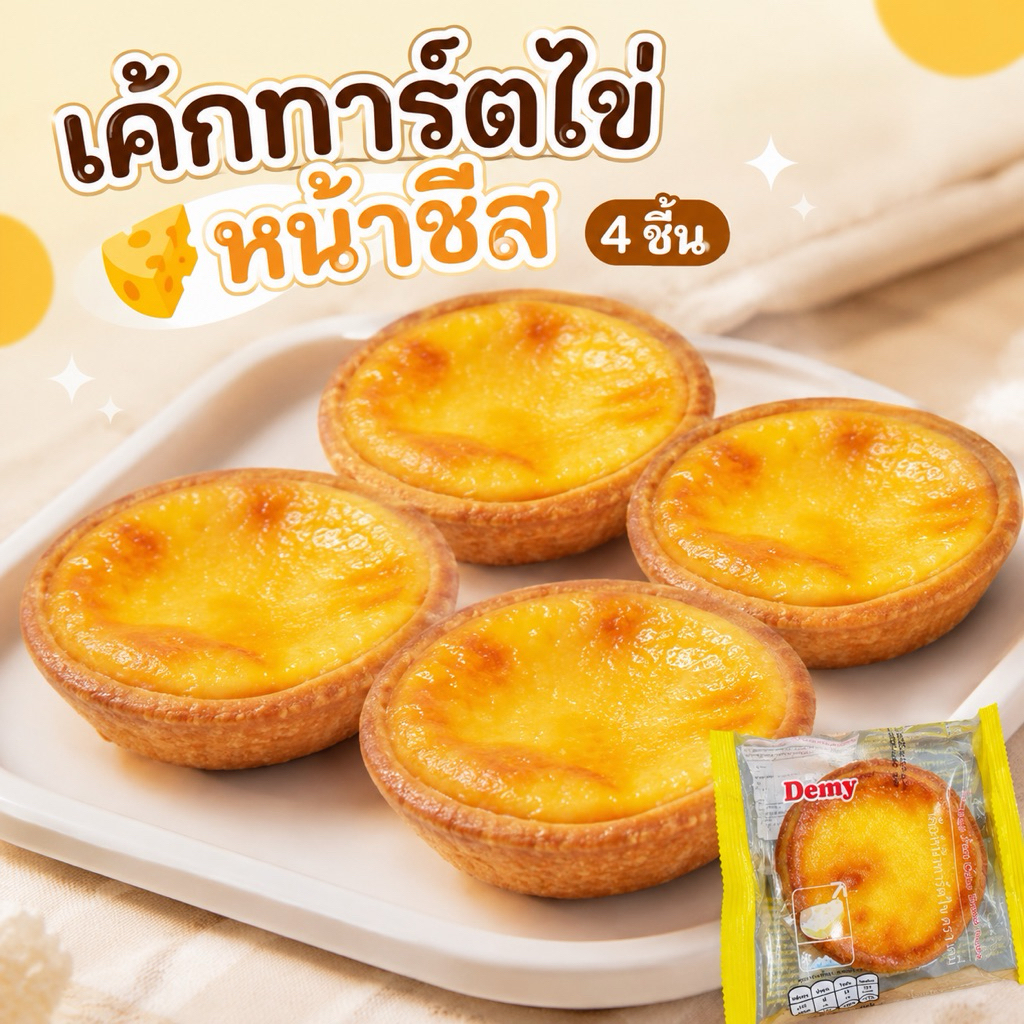 เค้กทาร์ตไข่ชีส 55g 4ชิ้น สุดคุ้มๆๆ