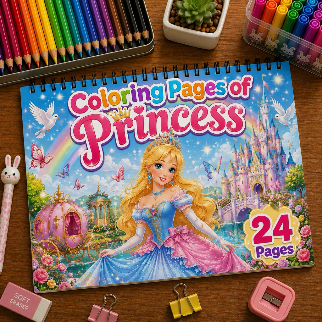 สมุดระบายสีเจ้าหญิงแสนสวย 24 หน้า หนังสือภาพระบายสีสำหรับเด็ก ฝึกสมาธิ เสริมจินตนาการ