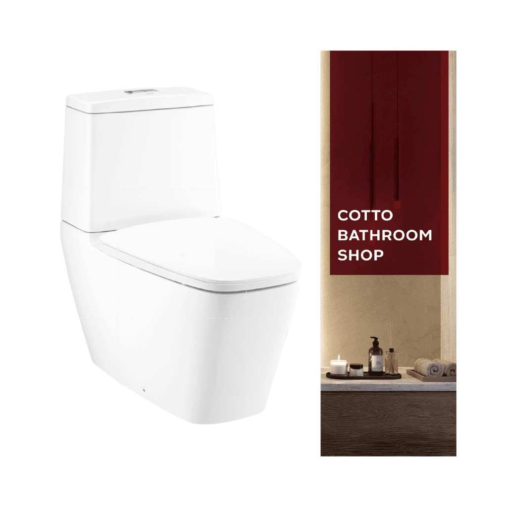 COTTO รุ่น C135107 WH Hercules Curve 3/4.5L OM สุขภัณฑ์สองชิ้น