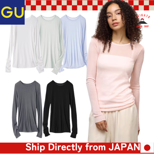 GU Warm Pointelle Crew Neck T-Shirt (Extra-Long Sleeve) CZ   [ส่งตรงจากประเทศญี่ปุ่น ของแท้ 100%]