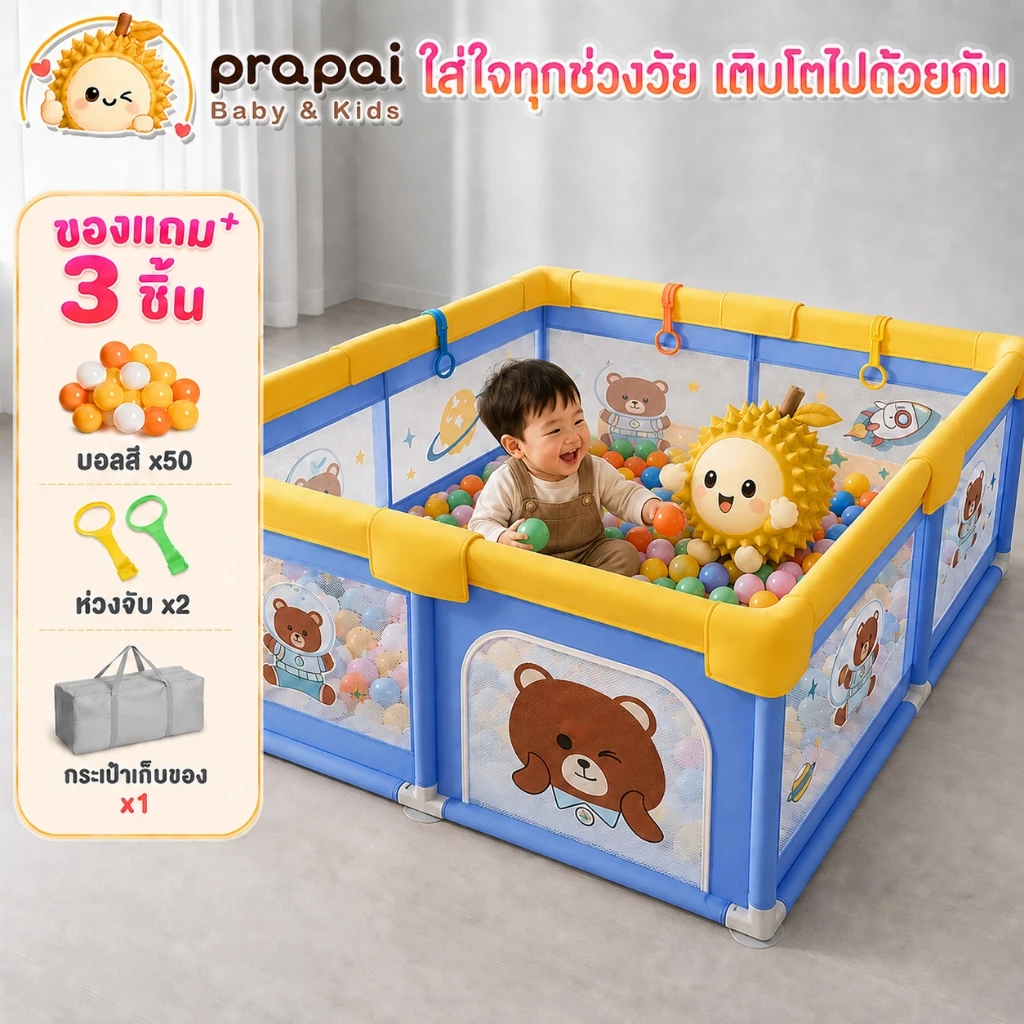 คอกกั้นเด็ก คอกเด็ก 6ฟุต/5ฟุต/3.5ฟุต เหมาะสำหรับทารกอายุ 3-12 เดือน 68cm