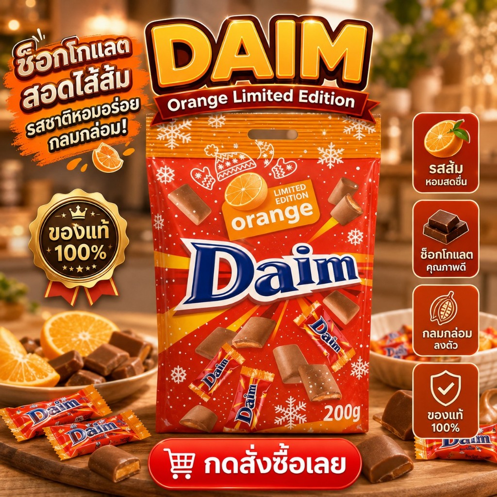 Daim Orange Limited Edition ช็อกโกแลตสวีเดน รสส้ม 200g อร่อย สดชื่น