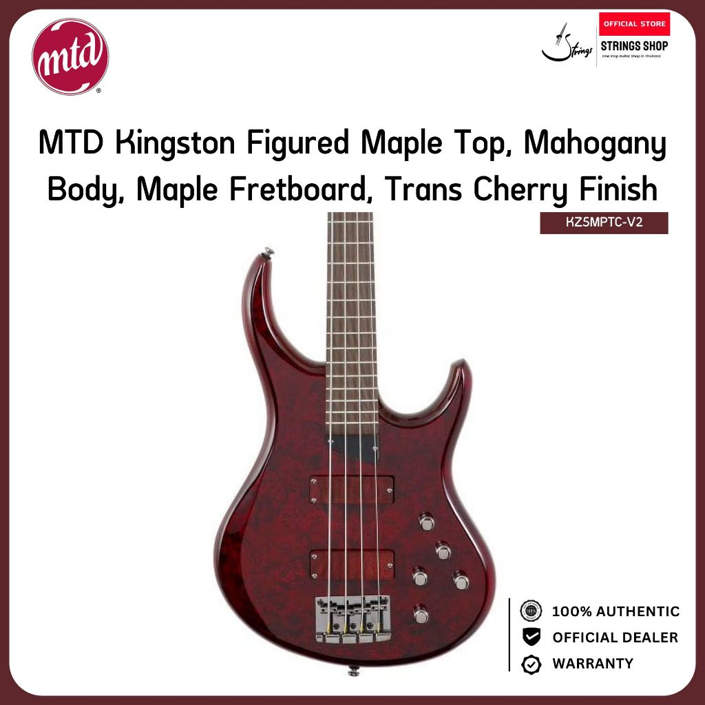 MTD Kingston เบสไฟฟ้า Figured Maple Top Mahogany Body Maple Fretboard Trans Cherry Finish Active Bas