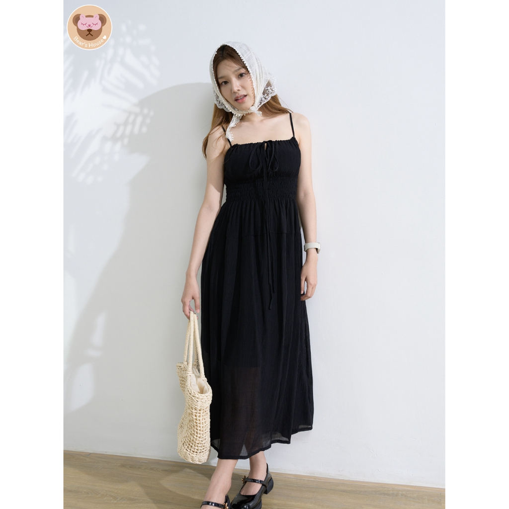 Yaikeaw Dress เดรสสายเดี่ยวสม็อคอกผ้าใยแก้ว👑