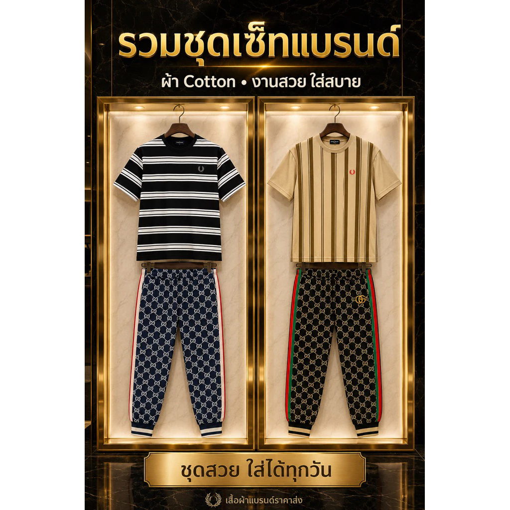 🔥ชุดเช็ทกางเกงขายาวเสื้อยืดแขนสั้นราคาพิเศษ🔥