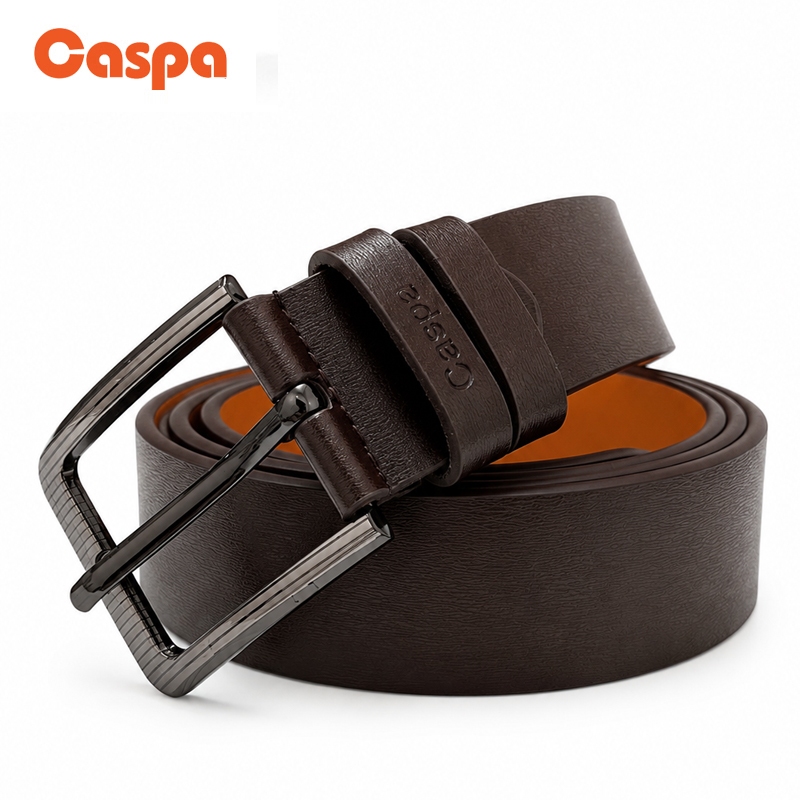 Caspa เข็มขัด​หนังแท้ สีเรียบ รุ่น BE12 มี 2 สี ดำ น้ำตาล  ยาว50นิ้ว​ ผู้ชาย ​Belt เข็มขัด​หนัง หนัง