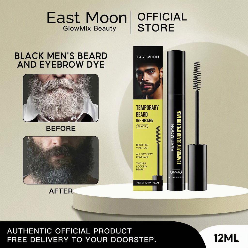 East Moon ครีมย้อมเคราดำ ชั่วคราวเคราย้อม ดำ สำหรับผู้ชาย ปิดผมขาวเคราขาว ดูหนาขึ้น ติดทนทั้งวัน บำรุงเคราตามธรรมชาติ