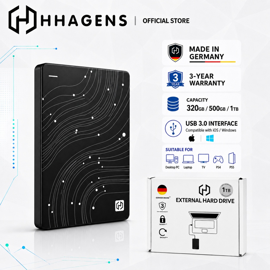 【Original】HHAGENS H120 HDD 320GB/500GB/1TB USB3.0 Plug Play Hard Disk/Portable Hard Drive/External f