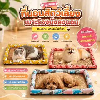 Boqi Factory ที่นอนสัตว์เลี้ยง เสื่อหวายระบายอากาศ เบาะรองนั่งนองนอน สุนัขและแมว Haki