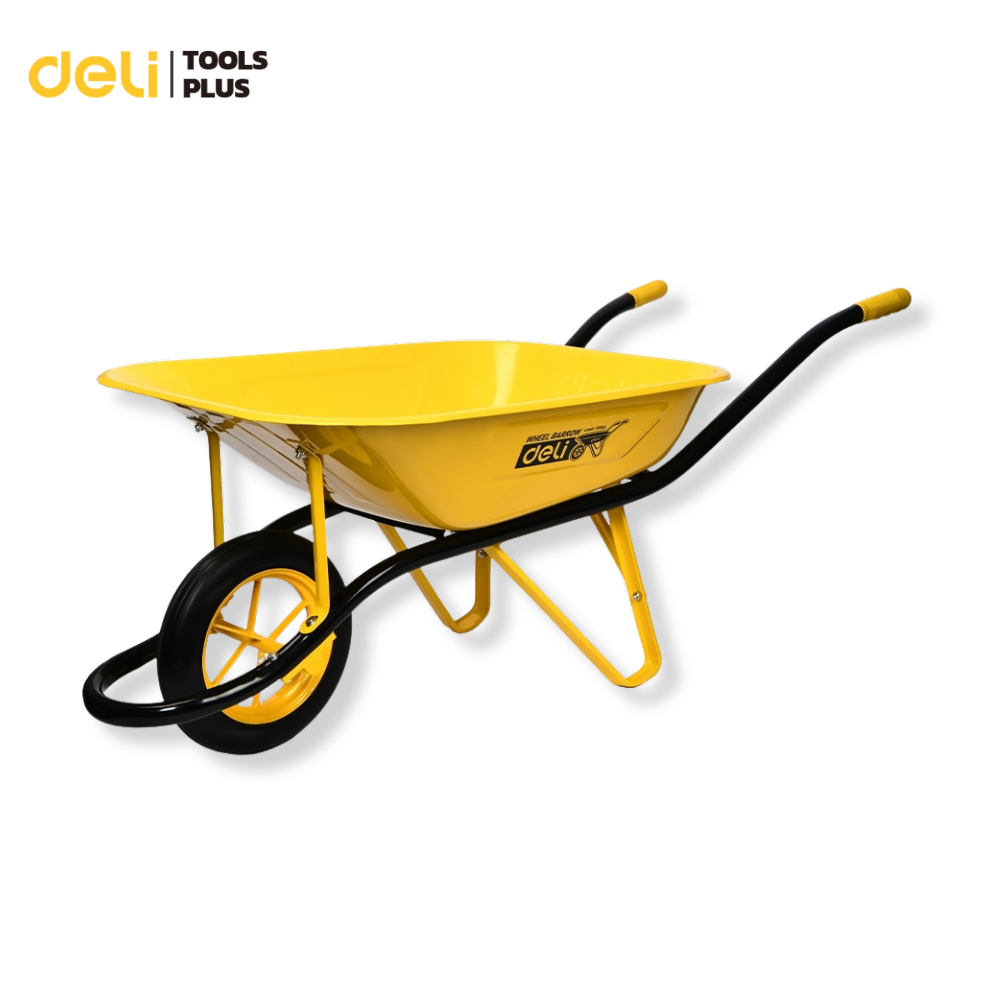 Deli รถเข็นปูน รถเข็นงานก่อสร้างล้อเดียว รับน้ำหนักสูงสุด 130 กก ความจุ 65 ลิตร Wheelbarrow
