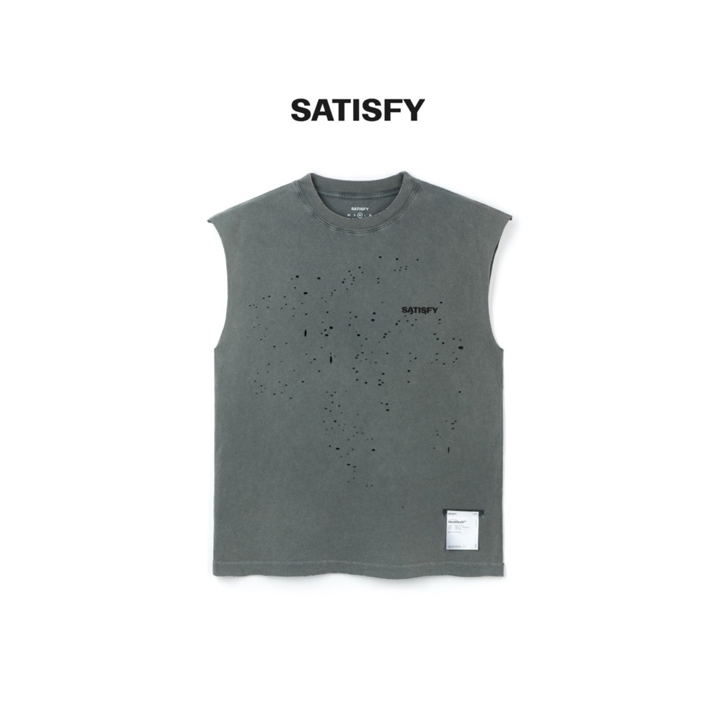 เสื้อวิ่งแขนกุด Satisfy MothTech Muscle Tee สี Faded Black
