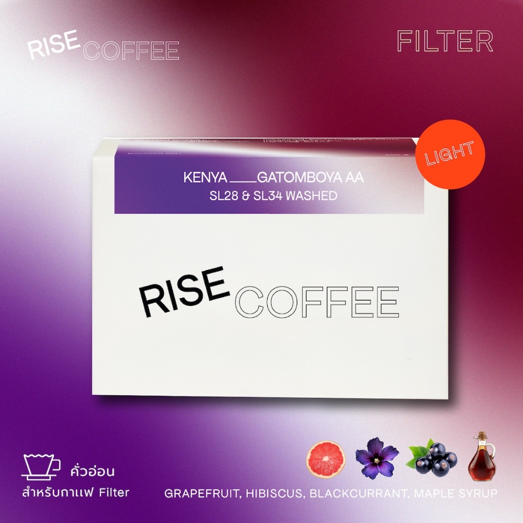 RISE COFFEE เมล็ดกาแฟคั่วอ่อน KENYA GATOMBOYA AA SL28 & SL34 WASHED (200g)