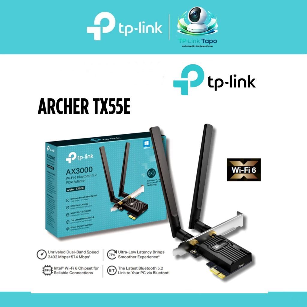 TP-LINK Archer TX55E | AX3000 Wi-Fi 6 Bluetooth 5.3 PCIe Adapter