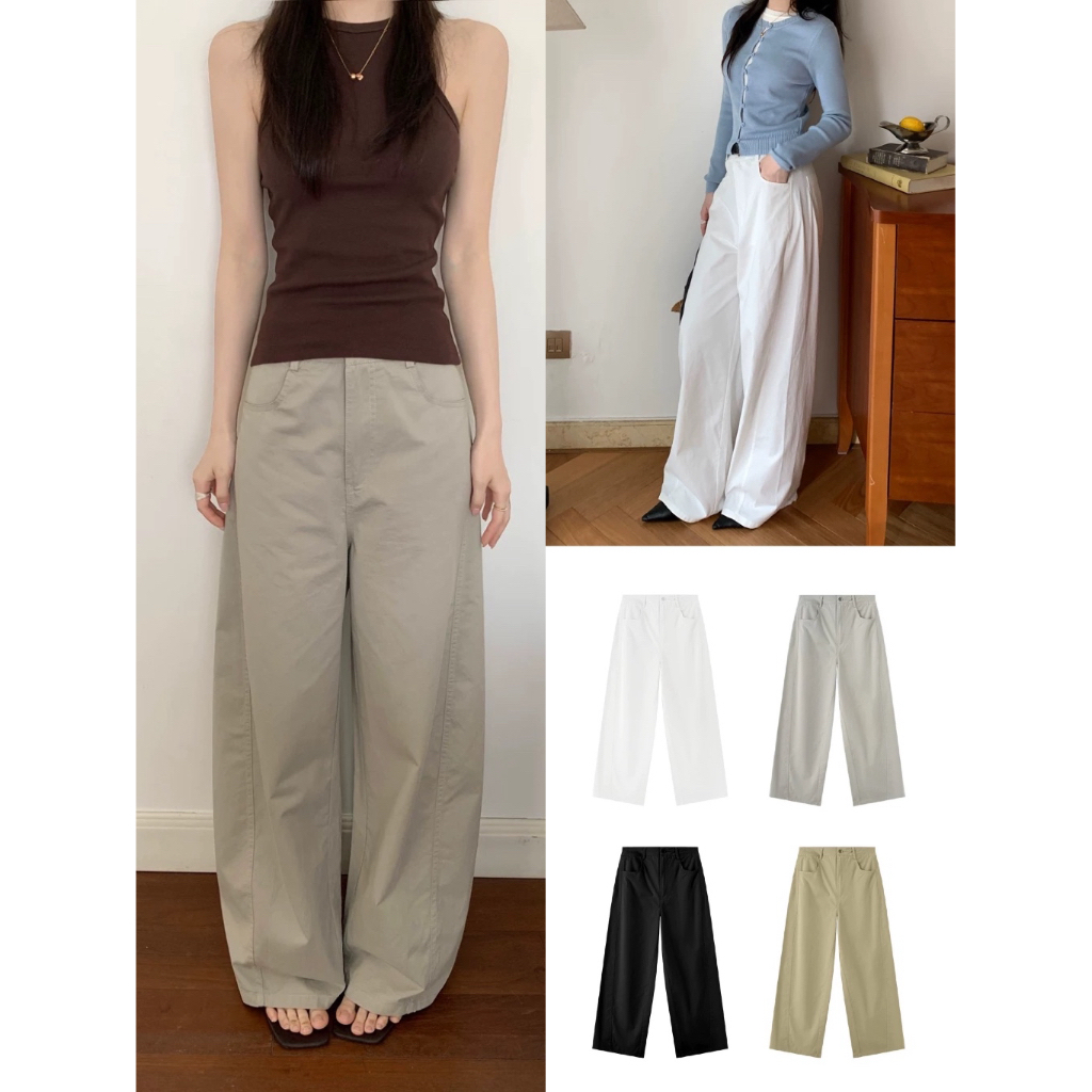 gurls.girl | (พร้อมส่งเข้าแล้ว!) ashy curve pants กางเกงขายาวทรงโค้ง