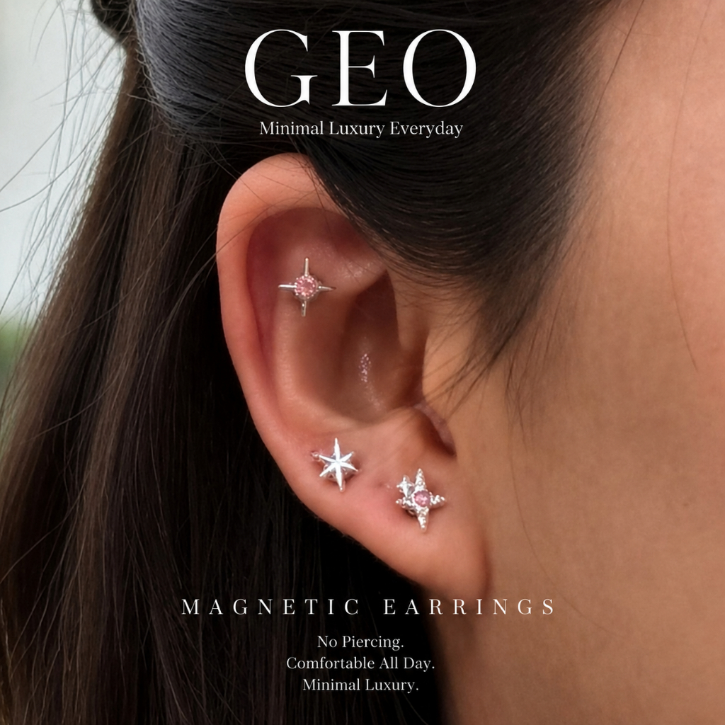 ต่างหูแม่เหล็ก ไม่ต้องเจาะหู ต่างหูเพชร STARLIGHT PINK COLLECTION