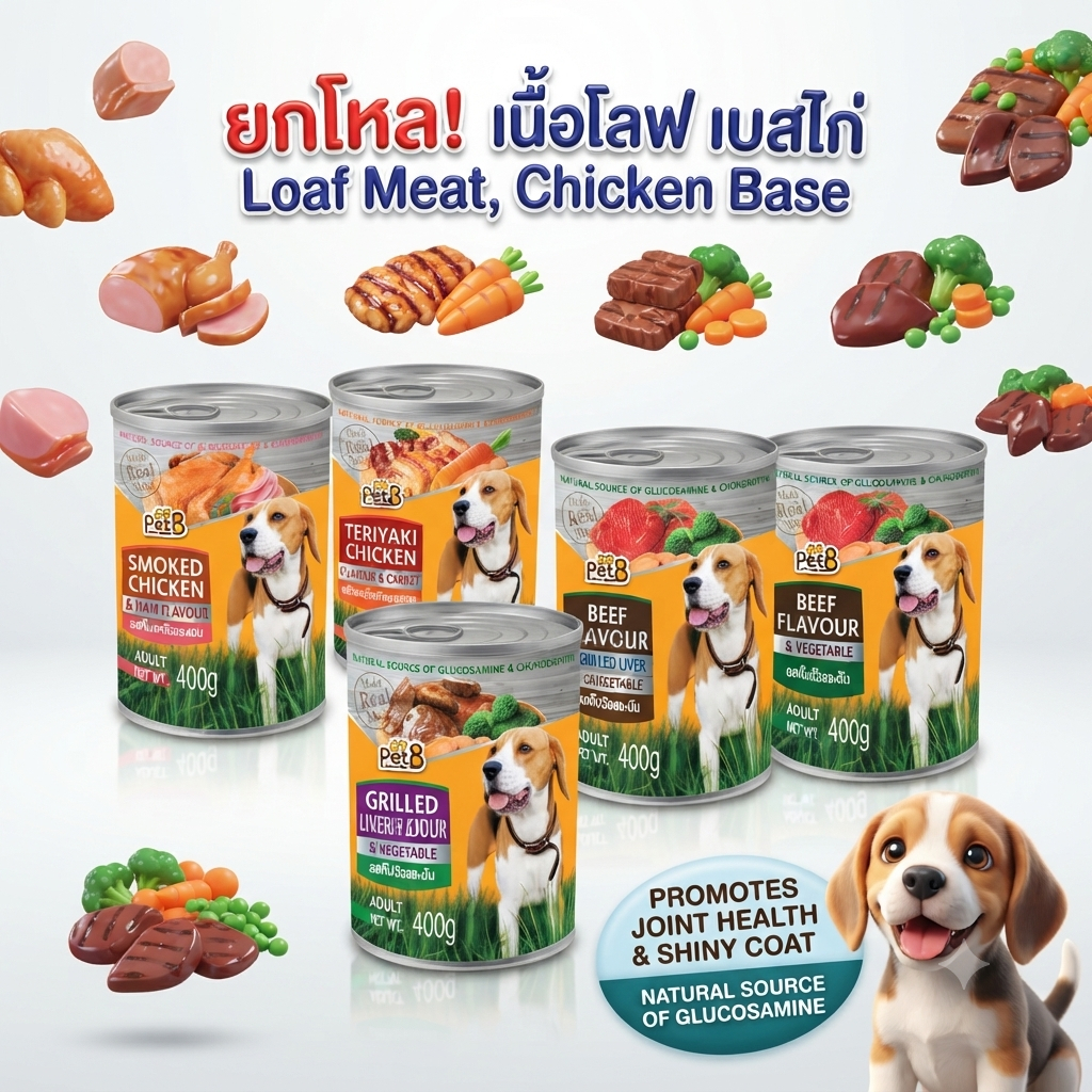 Pet8 อาหารกระป๋องสุนัข 10 รสชาติขายดี 400g  12กระป๋อง อร่อย ย่อยง่าย คุ้มค่าเพื่อลูกรัก สะดวกทุกเวลา