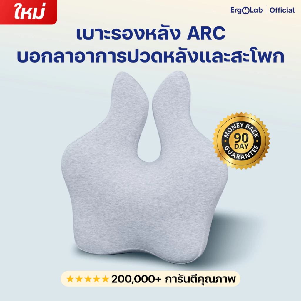 ErgoLab เบาะรองหลัง ARC Back Cushion - นั่งสบาย ไม่ปวดหลัง เมมโมรี่โฟมนุ่มพิเศษ โอบรับสรีระ รับประกันความพึงพอใจ 90 วัน