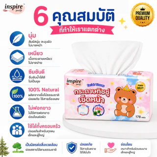 (10 หิ้ว 50 ห่อ) bear king ทิชชู่ราชาหมี กระดาษทิชชู่ เช็ดหน้า หนา 2 ชั้น 178 แผ่น กระดาษ เนื้อเนียน นุ่ม สะอาด