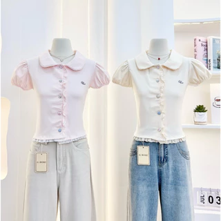 G-rose เสื้อเชิ้ตลายริ้ว แต่งชาย2ชั้นสีพื้น