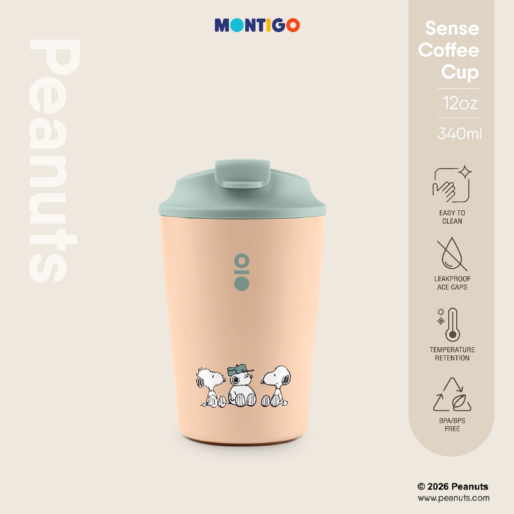 [ลิขสิทธิ์แท้] Peanuts Sense Coffee Cup Snoopy Stands Up 12OZ แก้วน้ำเก็บความเย็น
