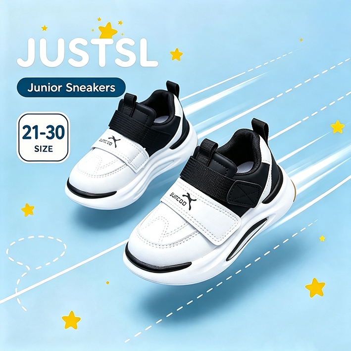 JUSTSL เด็กแฟชั่นสบายรองเท้าผ้าใบรองเท้าลำลองน้ำหนักเบา แต่เพียงผู้เดียว
