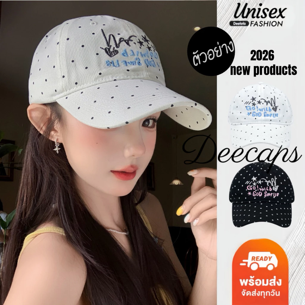 พร้อมส่ง หมวกสไตล์สาวหวาน ( God )กันแสงแดดแบบใหม่ รอบศีรษะขนาดใหญ่ 2 สี ลายจุด