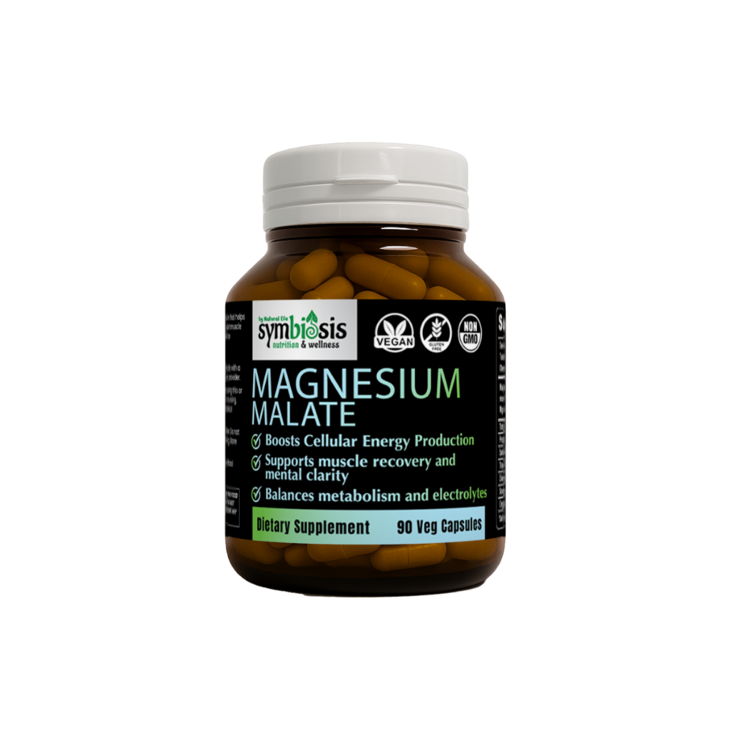 Symbiosis l Magnesium Malate 90 Capsules 500mg l Macrobiotic World Natural Efe l Capsules l SYM