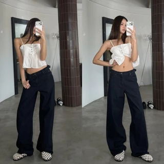ยีนส์ NUMGEN BA13 กางเกงยีนส์เอวกลางกระบอกใหญ่ รุ่น Rugged Belt - ผ้าไม่ยืด