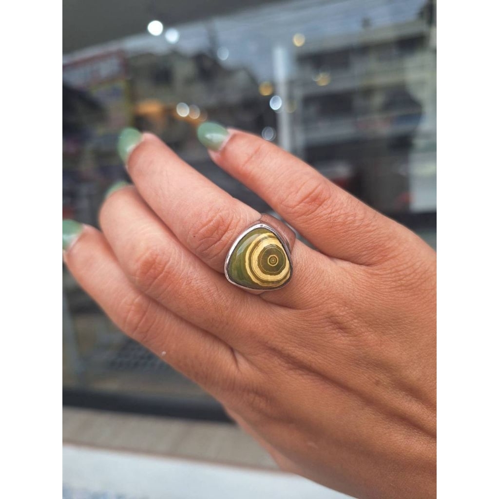 แหวนเงินใน Ocean Jasper Size 56'