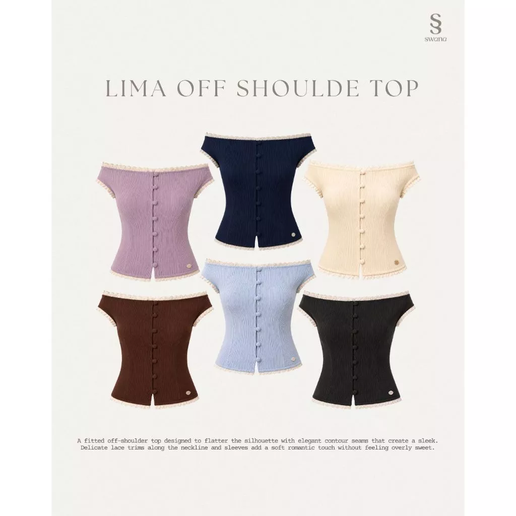 Swana.ss - Lima off shoulder top (ลิ-ม่า) XS-2XL แค่เสื้อ เสื้อปาดไหล่ดีไซน์เข้ารูป