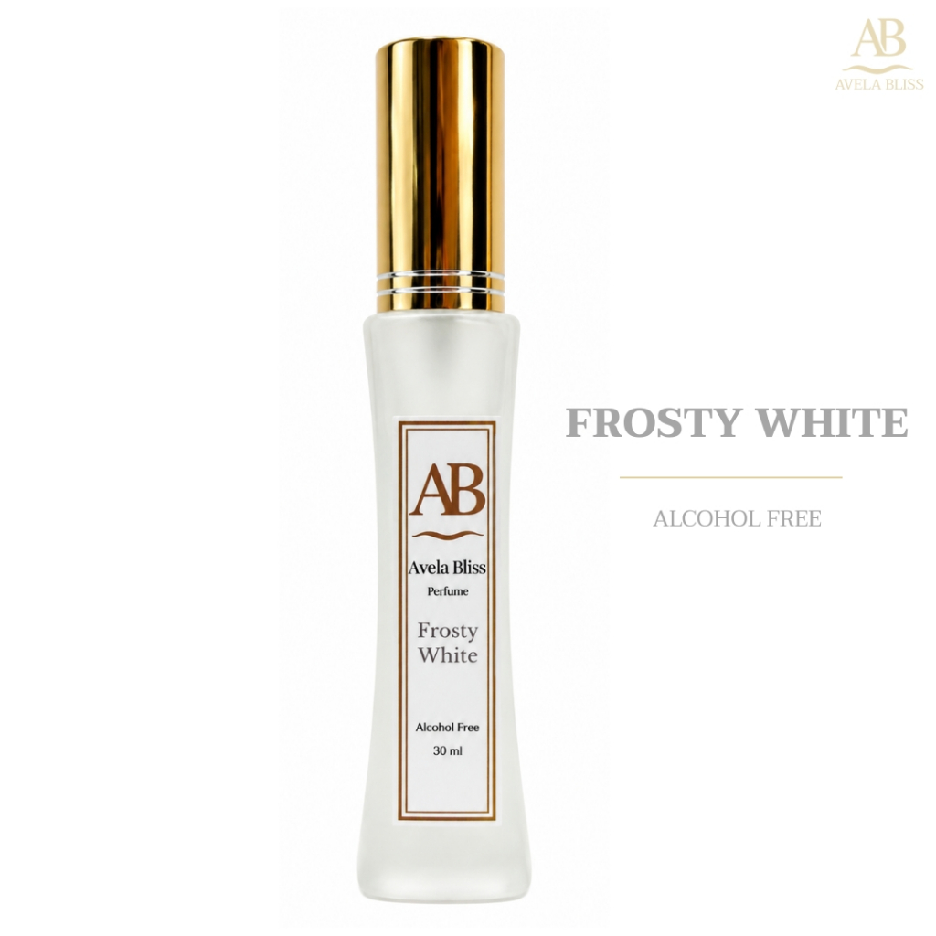 น้ำหอม Avela Bliss กลิ่น Frosty white 30 ml สูตรไม่มีแอลกอฮอล์ หอมติดผิว แป้งสะอาด นุ่มละมุน อบอุ่น สบาย